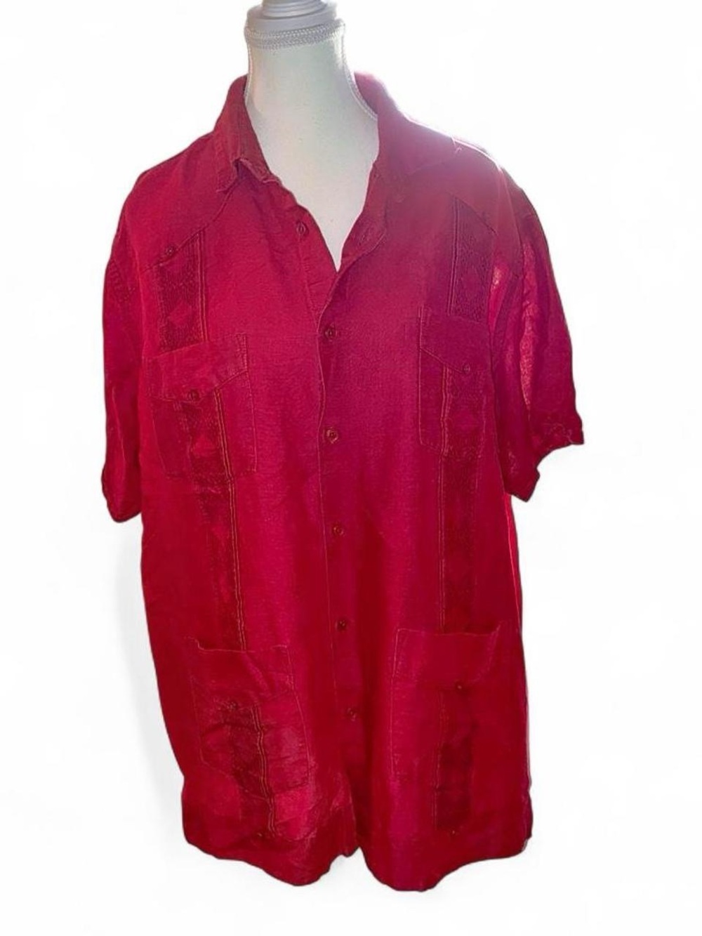 Tasso Elba Men's Short Sleeve Button-Down Shirt in Red